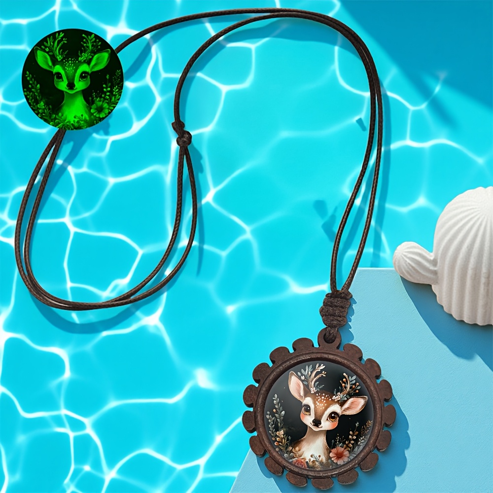 Glow Wood Necklace with Luminous Beads